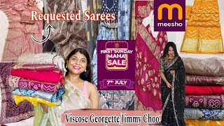 Meesho RAKHI Special Saree HaulLatest Collection GeorgetteJimmy ChooBandhaniTiedye Sareemessho [upl. by Valenba]