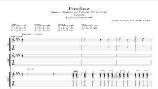 FULL 【TAB】 Kimi no Suizou wo Tabetai  Fanfare ファンファーレ [upl. by Dremann]