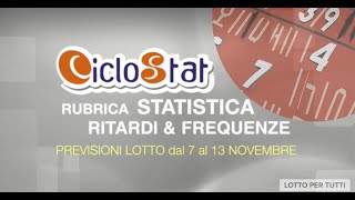 LOTTO PER TUTTI LE PREVISIONI STATISTICHE DAL 7 AL 13 NOVEMBRE [upl. by Delahk]