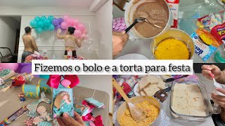 PREPARATIVOS PARA FESTA  FIZEMOS O BOLO E A TORTA 😁 4 mêsversario da Helena 💖💙 [upl. by Itsirhc]