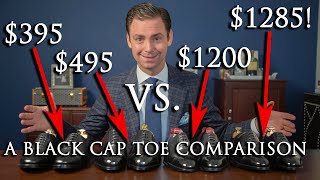 400 Shoes vs 1300 Shoes  A Black Cap Toe Oxford Comparison  Kirby Allison [upl. by Anaejer]