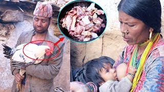 Village mother breastfeeding to child  family of Dharme brother from rural Nepal [upl. by Neerbas]