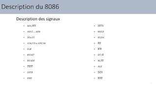 04 Le microprocesseur 8086 Partie 1 Description des Signaux [upl. by Castor]