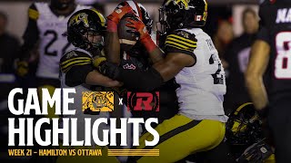 GAME HIGHLIGHTS  Hamilton TigerCats vs Ottawa Redblacks  Week 21 102524 [upl. by Zebapda516]