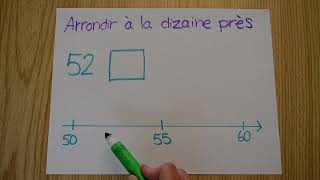 Mathématique  arrondir un nombre à la dizaine près en utilisant la droite numérique [upl. by Ahtram]