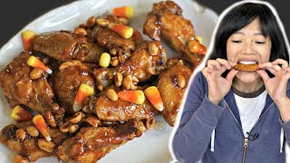 👻 CANDY CORN amp Peanut Glazed CHICKEN WINGS Recipe 🎃 [upl. by Curtice]