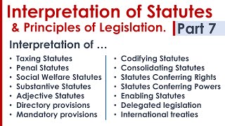 Interpretation of Statutes amp Principles of Legislation LLB Syllabus Revision Notes Lecture  Part 7 [upl. by O'Neill]