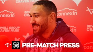 PREMATCH PRESS Elliot Minchella talks Captaincy last seasons lessons and the Hull Derby [upl. by Notsua]