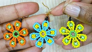 Easy Stepbystep seed bead earringsbracelet tutorialBeaded Huichol jewelry tutorialmostacillas [upl. by Anhaj91]