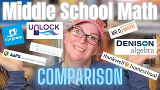 MIDDLE SCHOOL Math Curriculum Comparison  BJU AoPS Denison Unlock Mr D Shormann Thinkwell [upl. by Randene]