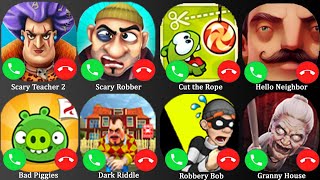 Scary Teacher 2 Scary Robber Cut the Rope Hello Neighbor Bad Piggies Dark Riddle Robbery Bob [upl. by Diann]