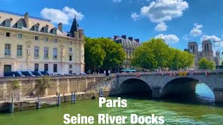 Paris city walks Seine River Docks Paris France 4K [upl. by Chance572]