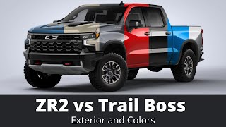 ZR2 vs Trail Boss Visual Comparison and Color Options 2022 Refreshed Chevy Silverado [upl. by Deidre121]