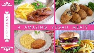 4 AMAZING AND EASY VEGAN MEAT RECIPES [upl. by Ariana341]