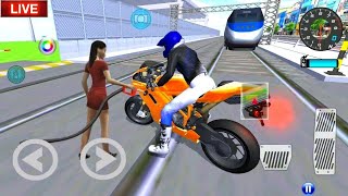 ❄🔴LIVE✅3D Driving Class Simulator Bullet Train Vs Motorbike Bike Driving Game  Android Gameplay [upl. by Ellerehc]