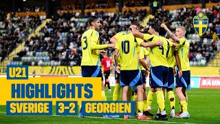 Highlights U21  Sverige – Georgien 3–2  Viktig seger i EMkvalet [upl. by Artenek]