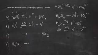 Uzupełnij równania reakcji dysocjacji jonowej kwasów a    → H  HSO4 [upl. by Paugh]