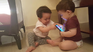 the ultimate funny baby fighting twins fight over phone sugar and strawberry [upl. by Tohcnarf]