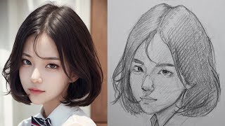 Easy Drawing Girl Face  Techniques For drawing face [upl. by Fitts]