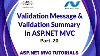 20  Validation Message And Validation Summary Methods In ASPNET MVC  Learn ASPNET HindiUrdu [upl. by Tannie704]