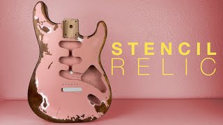 Using a Stencil to Relic a Guitar  Easiest Way [upl. by Merkley]