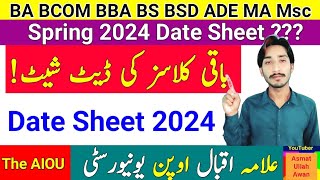 AIOU More Classis Date Sheet Spring 2024 Info  Date Sheet 2024  AIOU Date Sheet 2024  The AIOU [upl. by Meredi]