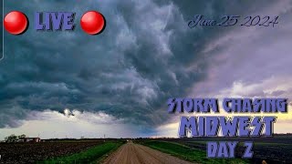 🔴STORM CHASERS LIVE🔴Chasing a Midwest Tornado Threat Again‼️ [upl. by Nikral625]