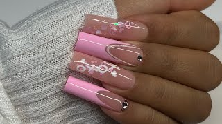 Pink Valentine’s Day Nails  Gel X Nails for beginners  Gel X Nail Tutorial [upl. by Erihppas]