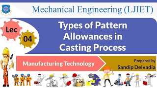 L 04 Types of Pattern Allowances in Casting Process  Manufacturing Technology  Mechanical [upl. by Branscum950]