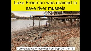 Lake Freeman was drained to save the river mussels in the Tippecanoe River [upl. by Llabmik276]