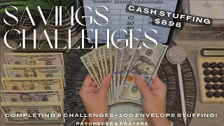 Cash Stuffing 898  Completing Savings Challenges  100 envelope challenge  Cash Envelope System [upl. by Aernda187]