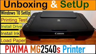 Canon PIXMA MG2540s Setup Unboxing Install Ink SetUp Win 10 Install Drivers Printing amp Review [upl. by Aduhey]