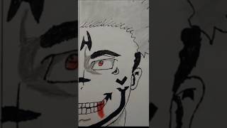 sukuna drawing in creepy version 😈 anime drawing sukuna sketch anime god [upl. by Aeynod]