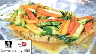 PESCADO EMPAPELADO  RECETAS LIGHT  VickyRecetaFacil [upl. by Anawait]