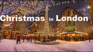 London Christmas Walk  Snowy Covent Garden Christmas Lights and Markets 4K 2023 [upl. by Llennej]