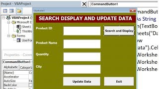 Excel VBA Userform to Search and Update Data  Excel VBA Userform Example [upl. by Enobe449]