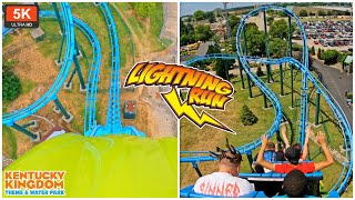 Lightning Run Front Row and Back Row POV On Ride 5K UHD  Hyper GTX  Kentucky Kingdom Louisville [upl. by Leverick]