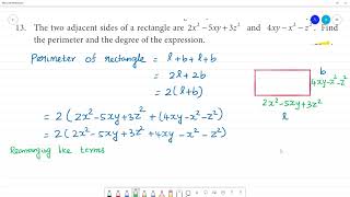 Class 7 TN Maths Term II 3 ALGEBRA Exercise 34 13 The two adjacent sides of a rectangle [upl. by Adnolehs549]