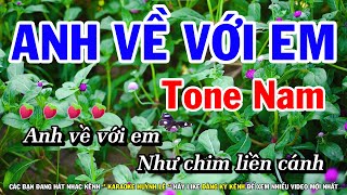 Karaoke Anh Về Với Em  Tone Nam Nhạc Sống Mới  Huỳnh Lê [upl. by Etnahs]