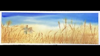 Wheat Field in Wide Format using Watercolour [upl. by Taro933]