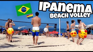 Brazilian girls play beach volleyball at Ipanema beach Rio de Janeiro Brazil 4k [upl. by Marylee]