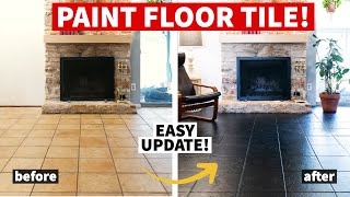 Easy Update For Outdated Flooring How To Paint A Tile Floor  Before And After [upl. by Cavill503]