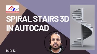 How to Draw Circular Stair 3D in AutoCAD 2023  Spiral Stairs in AutoCAD 3D [upl. by Kenna]