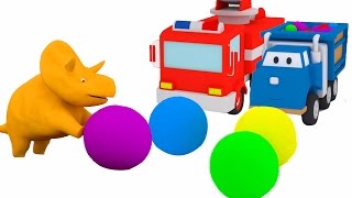 Mingii şi trambuline învaţă maşinuţele cu Dinozaurul Dino Desene animate educaţionale pentru copii [upl. by Akemahc784]