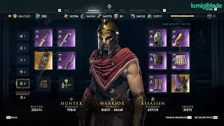 Assassins Creed Odyssey 100 Health Sword Assassin Build when Using 900 Million Damage Build 4k [upl. by Kellby]