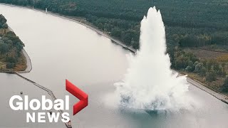 WWII quotTallboyquot bomb explodes during effort to defuse it in Poland [upl. by Danialah578]