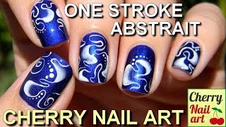 NAIL ART abstrait one stroke sur ongles courts [upl. by Akienaj]