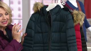 Nuage Stretch Puffer Coat with Removable Hood amp Faux Fur on QVC [upl. by Josy]