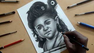 quotHyperRealistic Drawing Timelapse  sri krishna Drawing using charcoal pencilquot [upl. by Etep]