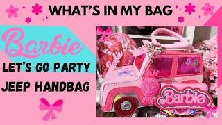 🌸Whats In My Bag Lets Go Party Jeep Handbag Barbie Themed dollskill whatsinmybag [upl. by Dunaville874]